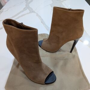 Bottega Veneta Tan Suede Open-Toe Boots Sz 10